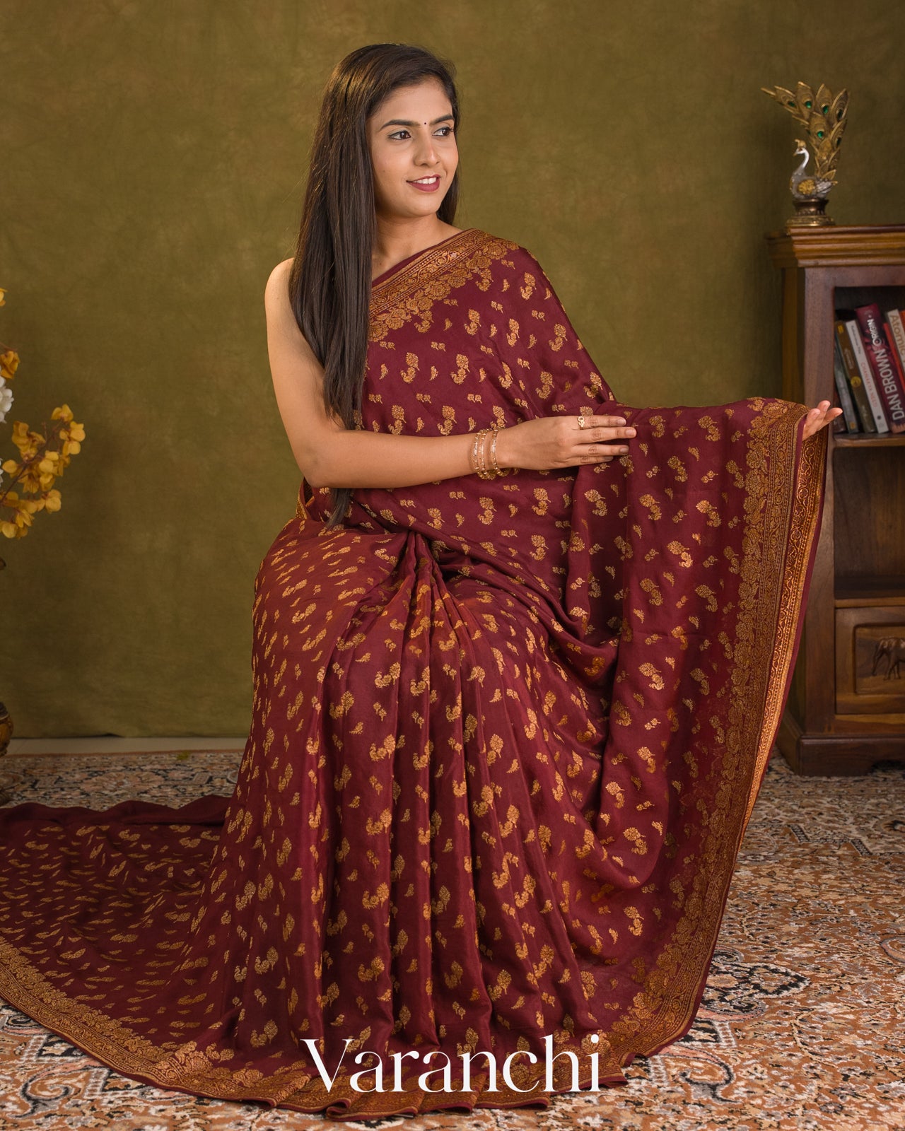 Deep Maroon Pure Crepe Silk Handloom Saree