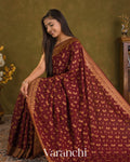 Deep Maroon Pure Crepe Silk Handloom Saree