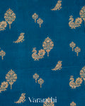 Peacock Blue Pure Crepe Silk Handloom Saree