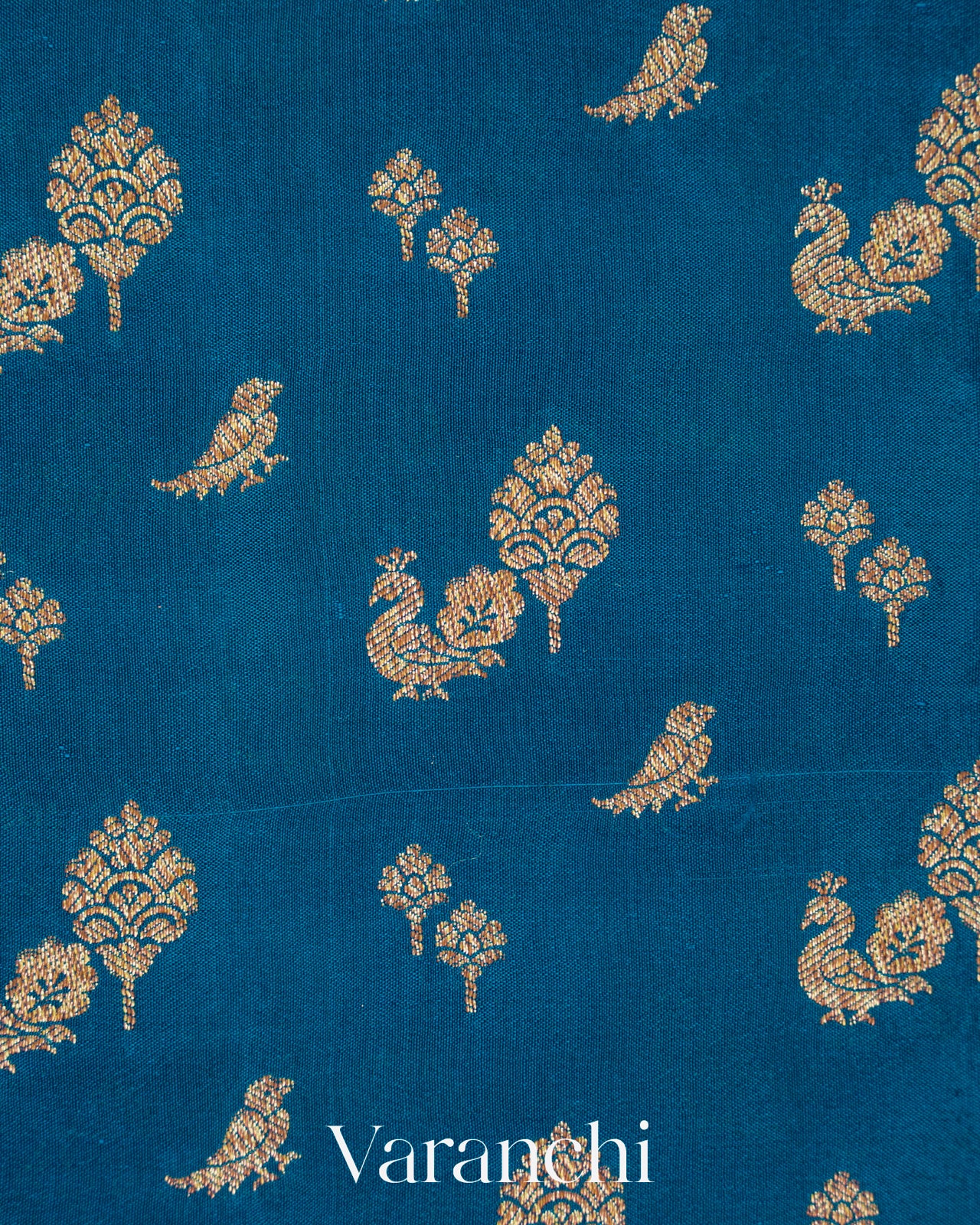 Peacock Blue Pure Crepe Silk Handloom Saree