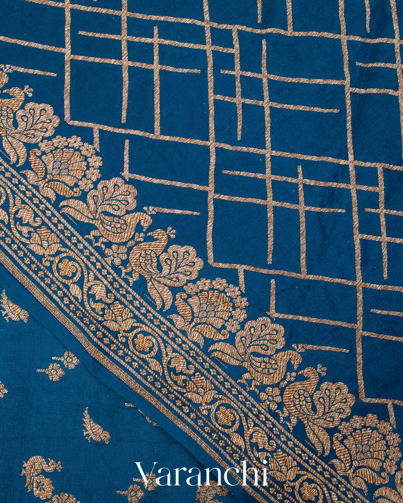 Peacock Blue Pure Crepe Silk Handloom Saree