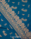 Peacock Blue Pure Crepe Silk Handloom Saree