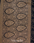 Jet Black Pure Crepe Silk Handloom Saree