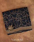 Jet Black Pure Crepe Silk Handloom Saree