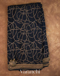 Jet Black Pure Crepe Silk Handloom Saree