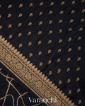 Jet Black Pure Crepe Silk Handloom Saree
