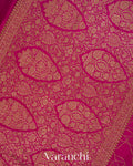 Rani Pink Pure Crepe Silk Handloom Saree