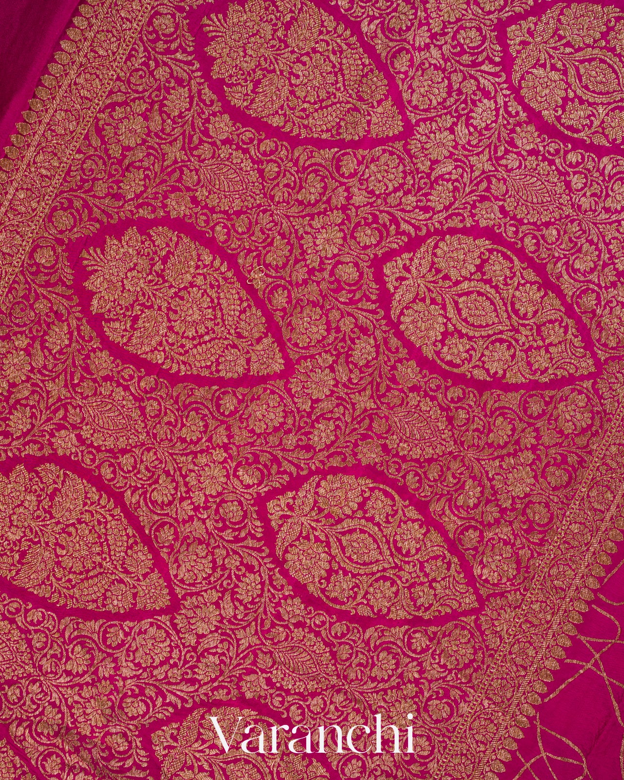Rani Pink Pure Crepe Silk Handloom Saree