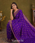Ink Blue Pure Crepe Silk Handloom Saree