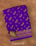 Ink Blue Pure Crepe Silk Handloom Saree