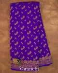 Ink Blue Pure Crepe Silk Handloom Saree