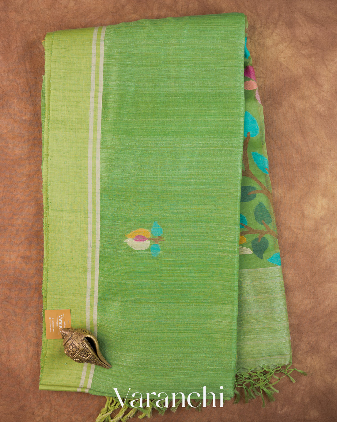 Pista Green Jamdani Pure Matka Silk Handloom Saree