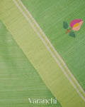 Pista Green Jamdani Pure Matka Silk Handloom Saree