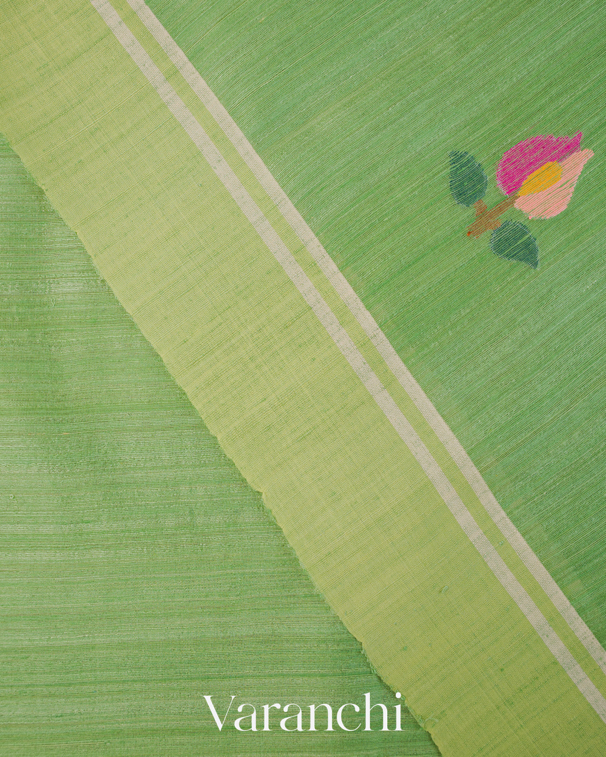 Pista Green Jamdani Pure Matka Silk Handloom Saree