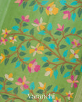 Pista Green Jamdani Pure Matka Silk Handloom Saree