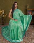 Sea Green Jamdani Pure Matka Silk Handloom Saree