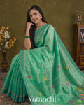 Sea Green Jamdani Pure Matka Silk Handloom Saree