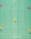 Sea Green Jamdani Pure Matka Silk Handloom Saree