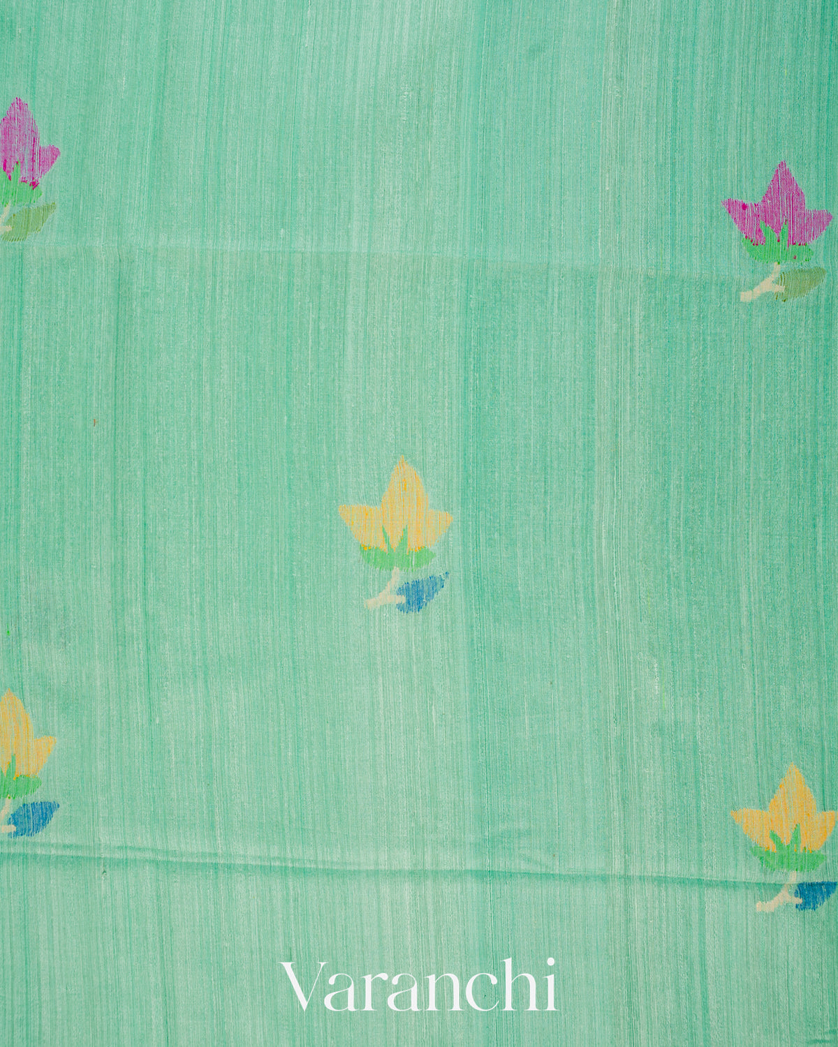 Sea Green Jamdani Pure Matka Silk Handloom Saree
