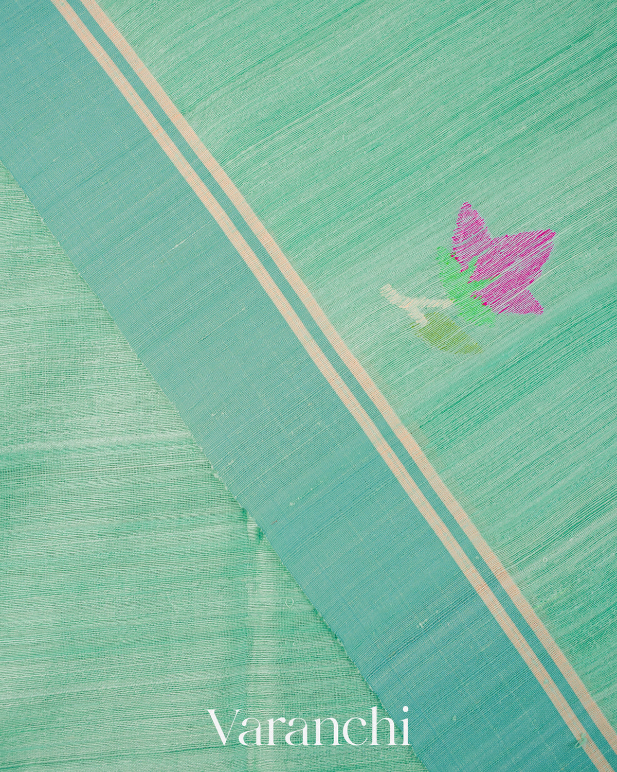 Sea Green Jamdani Pure Matka Silk Handloom Saree