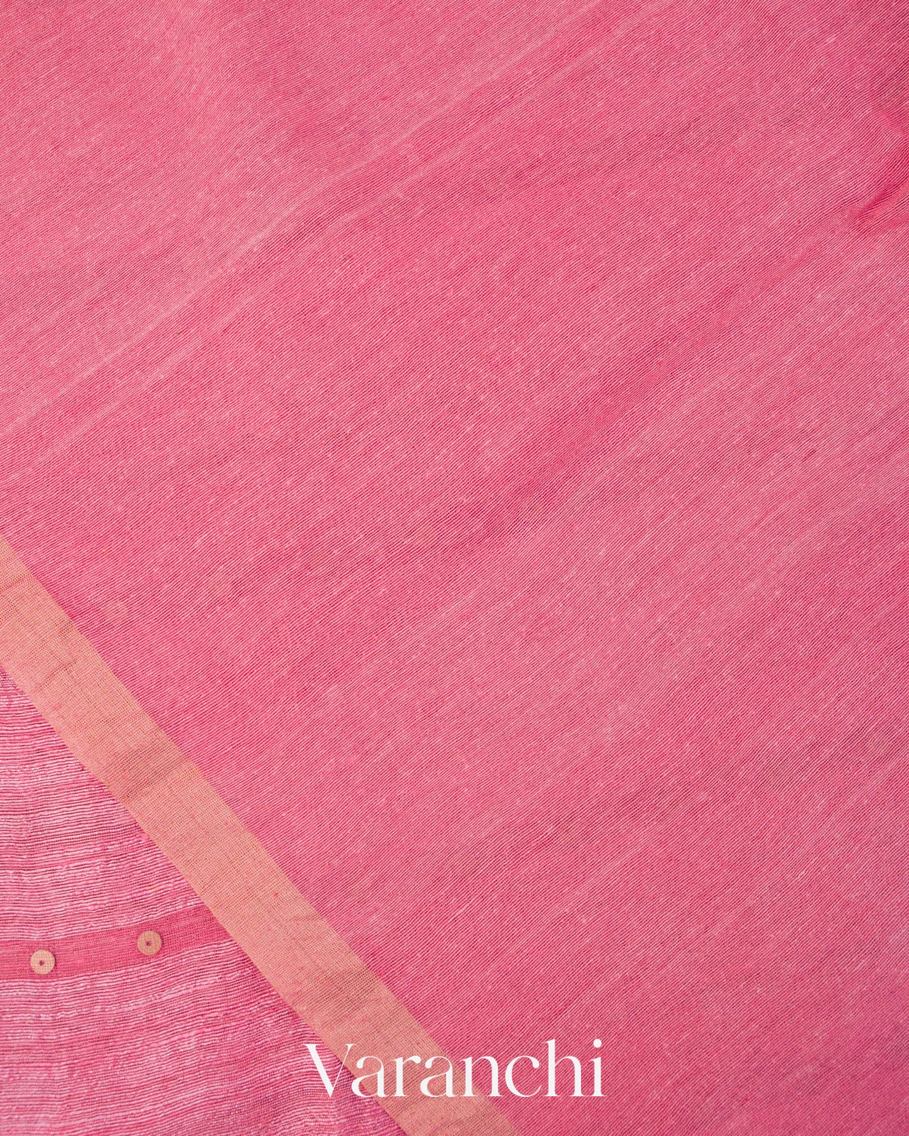 Pink Striped Sequin Jamdani Paithani Pallu Pure Muslin Silk Handloom Saree