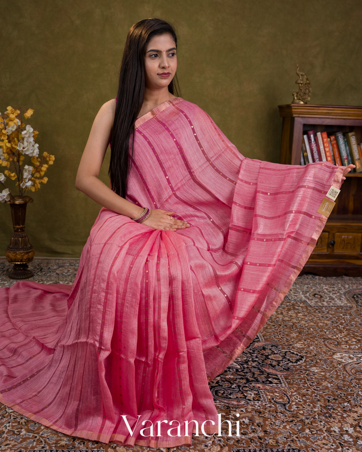 Pink Sequin with Jamdani Paithani Pallu Pure Matka Silk Handloom Saree