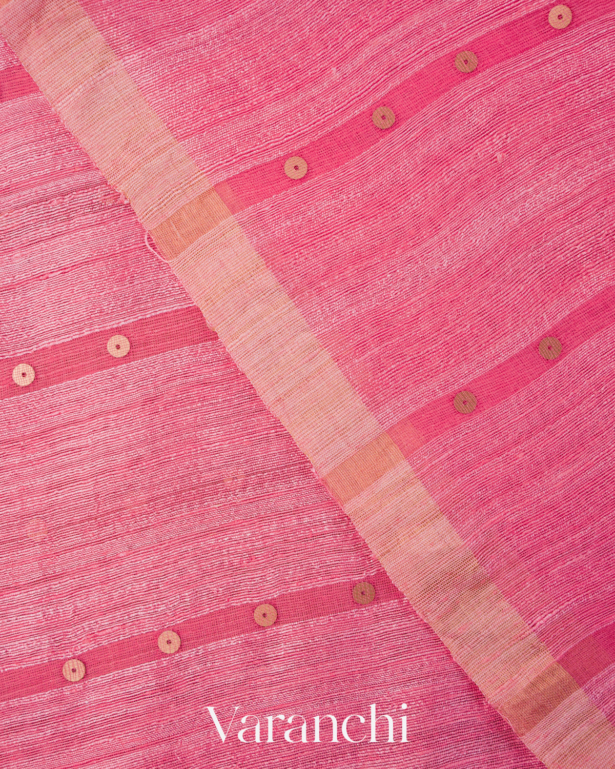 Pink Sequin with Jamdani Paithani Pallu Pure Matka Silk Handloom Saree