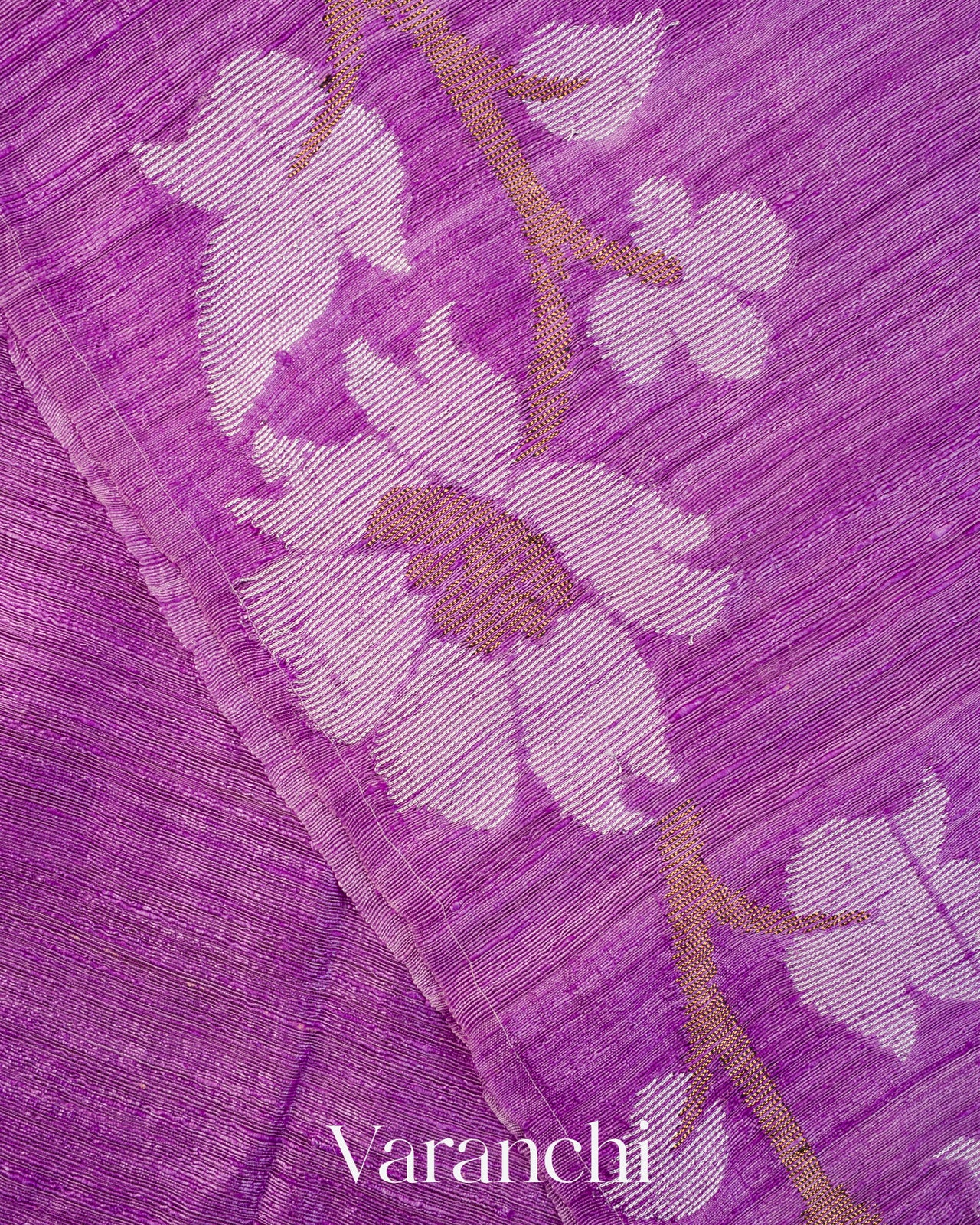 Purple Floral Jamdani Pure Matka Silk Handloom Saree