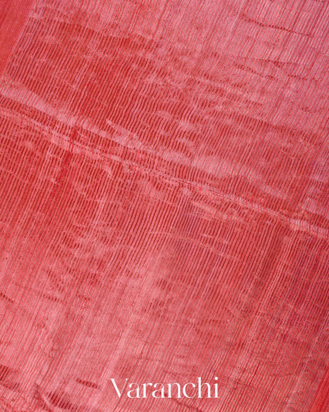 Coral Red Floral Jamdani Pure Matka Silk Handloom Saree