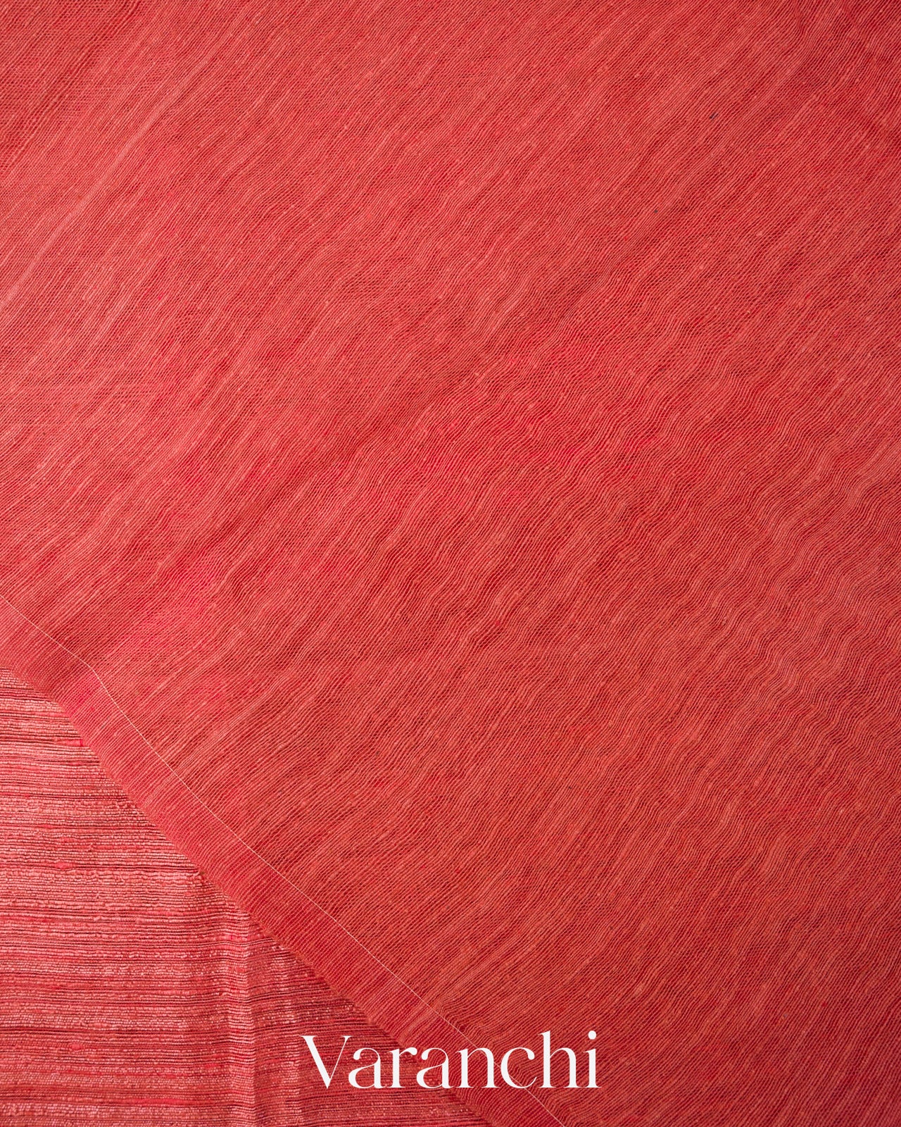 Coral Red Floral Jamdani Pure Matka Silk Handloom Saree