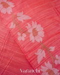Coral Red Floral Jamdani Pure Matka Silk Handloom Saree