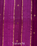 Magenta Jamdani Striped Pure Matka Silk Handloom Saree