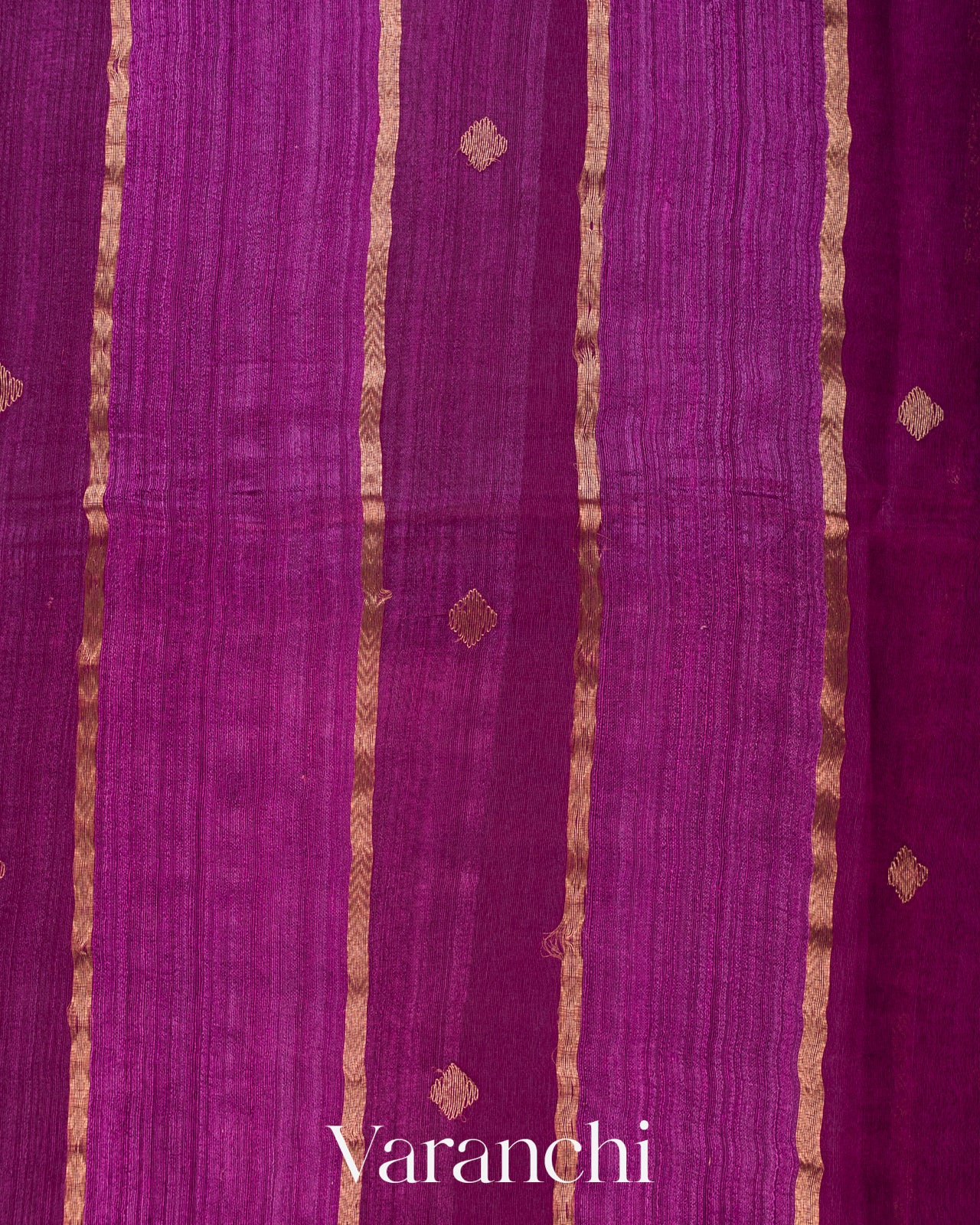 Magenta Jamdani Striped Pure Matka Silk Handloom Saree
