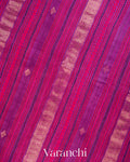 Magenta Jamdani Striped Pure Matka Silk Handloom Saree