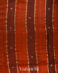 Rust Orange Striped Jamdani Pure Matka Silk Handloom Saree