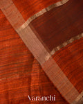 Rust Orange Striped Jamdani Pure Matka Silk Handloom Saree