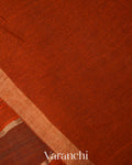 Rust Orange Striped Jamdani Pure Matka Silk Handloom Saree