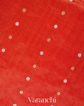 Tulip Red Sequence Jamdani Pure Matka Tissue Silk Handloom Saree