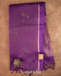 Purple Jamdani Pure Tussar Tissue Silk Handloom Saree