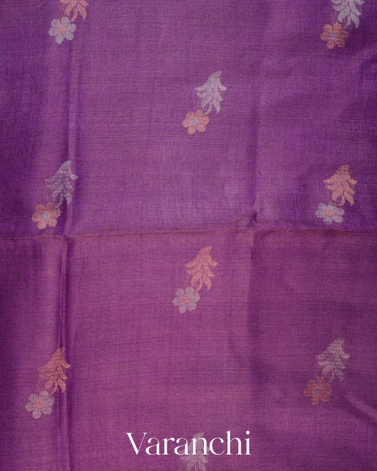 Purple Jamdani Pure Tussar Tissue Silk Handloom Saree