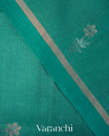 Teal Blue Jamdani Pure Tussar Tissue Silk Handloom Saree