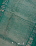 Teal Blue Jamdani Pure Tussar Tissue Silk Handloom Saree