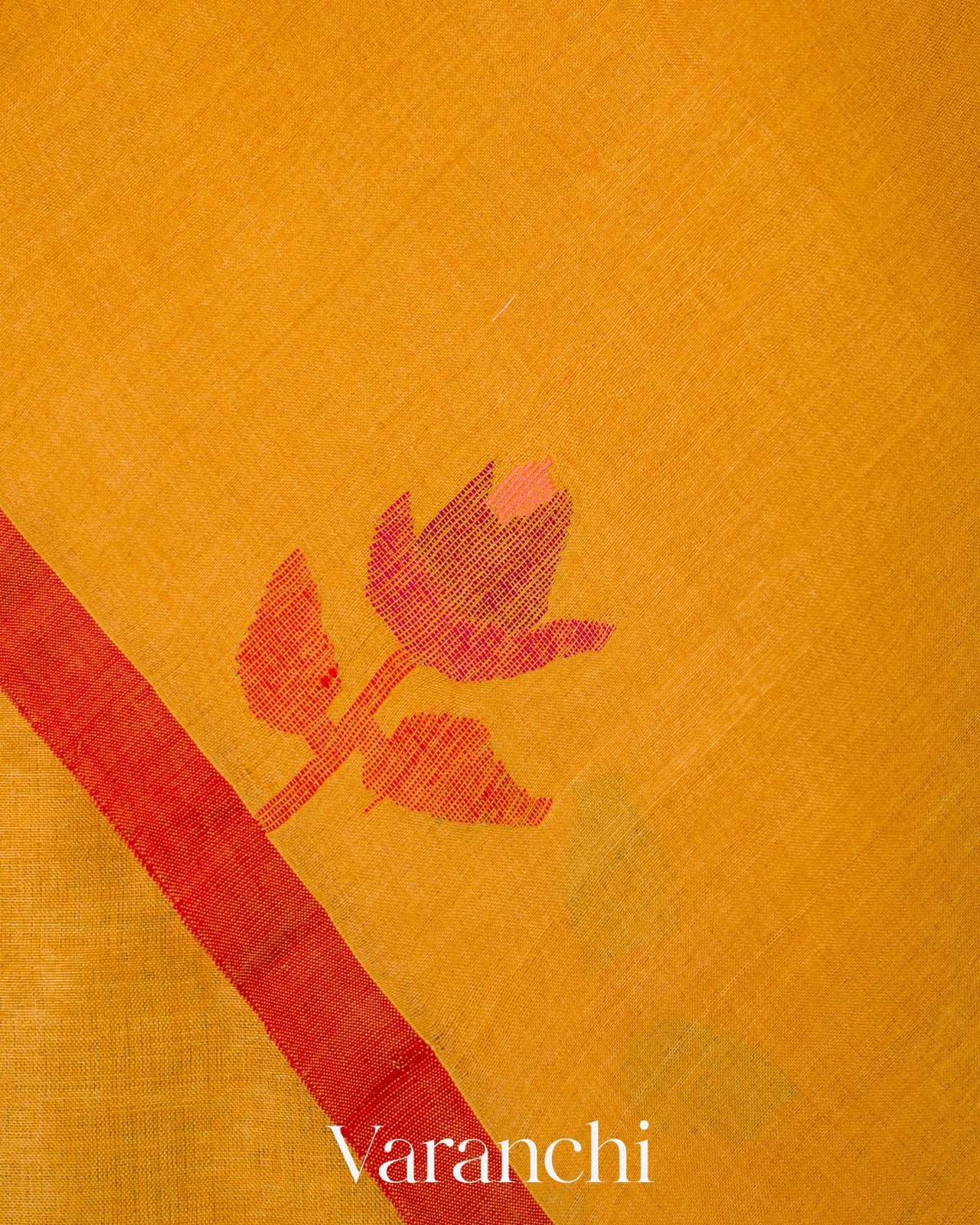 Mango Yellow Jamdani Pure Tussar Silk Handloom Saree