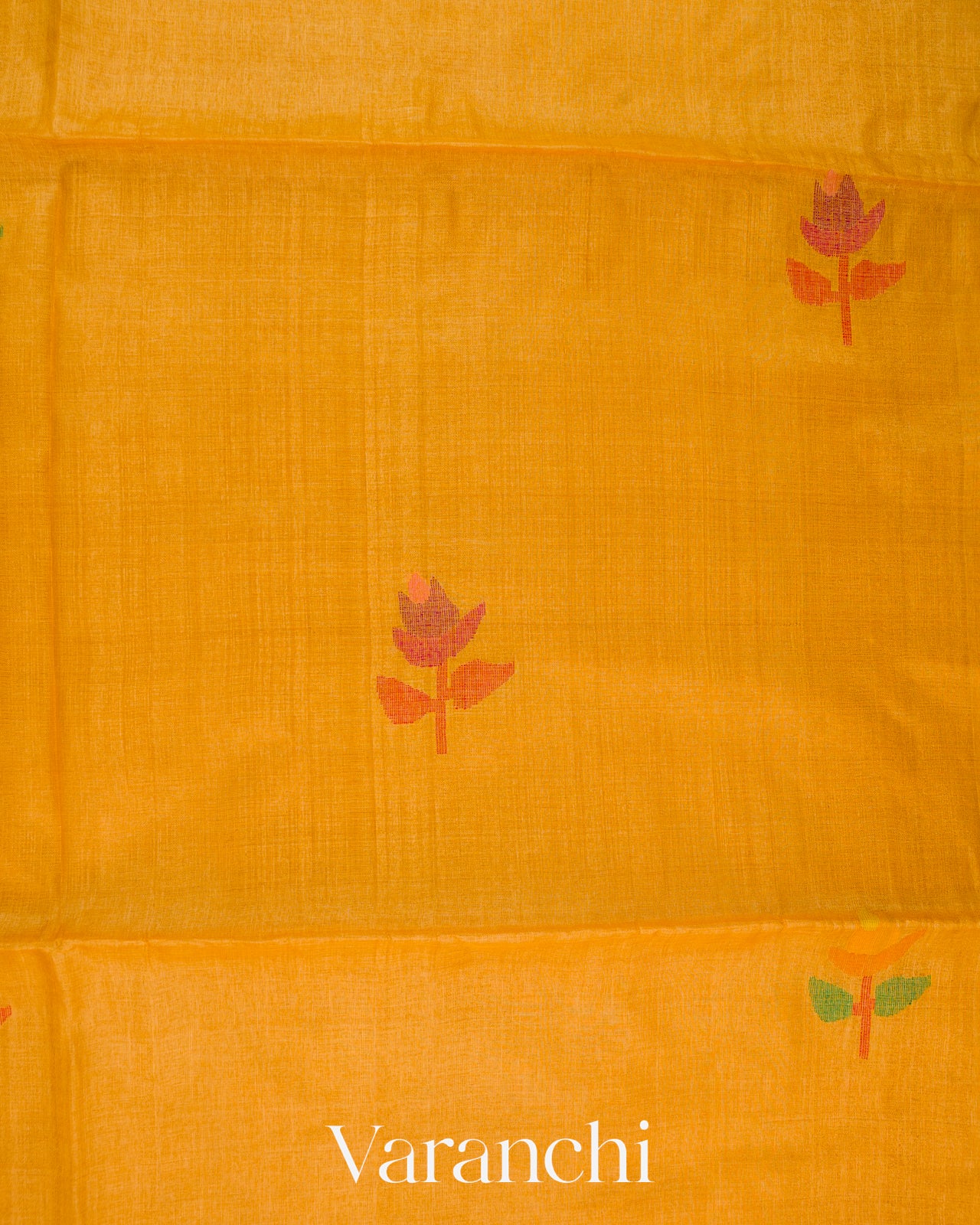 Mango Yellow Jamdani Pure Tussar Silk Handloom Saree