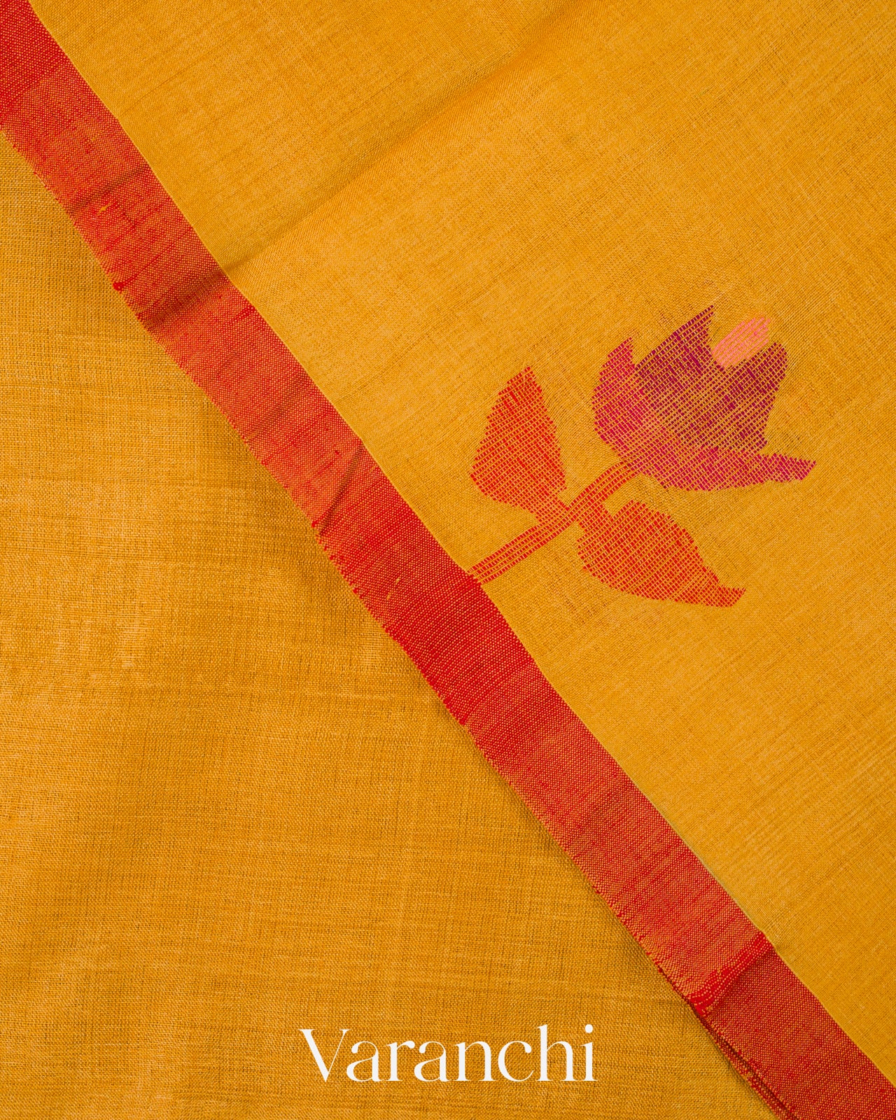 Mango Yellow Jamdani Pure Tussar Silk Handloom Saree