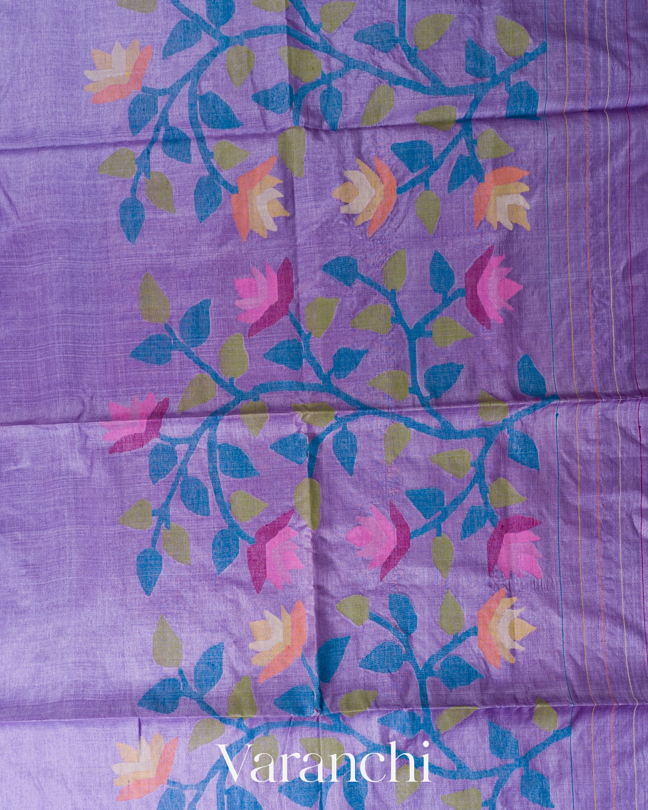 Lavender Jamdani Pure Tussar Silk Handloom Saree