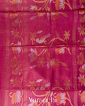 Magenta Jamdani Pure Tussar Tissue Silk Handloom Saree