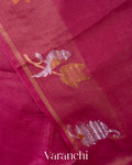 Magenta Jamdani Pure Tussar Tissue Silk Handloom Saree