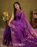 Purple Jamdani Pure Tussar Tissue Silk Handloom Saree