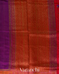 Purple Hand Brushed Pure Raw Silk Handloom Saree